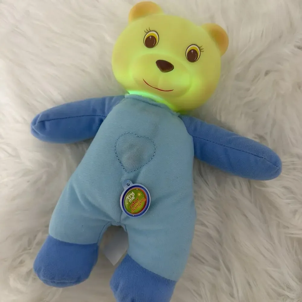 KS Toys Night Night Pal Glow Bear Light Up Plush Blue Stuffed Animal Vintage